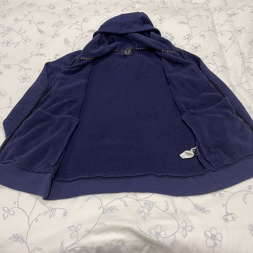 Mens OAKLEY Blue Sweater Zip Up Jacket Size Medium - Picture 5 of 8